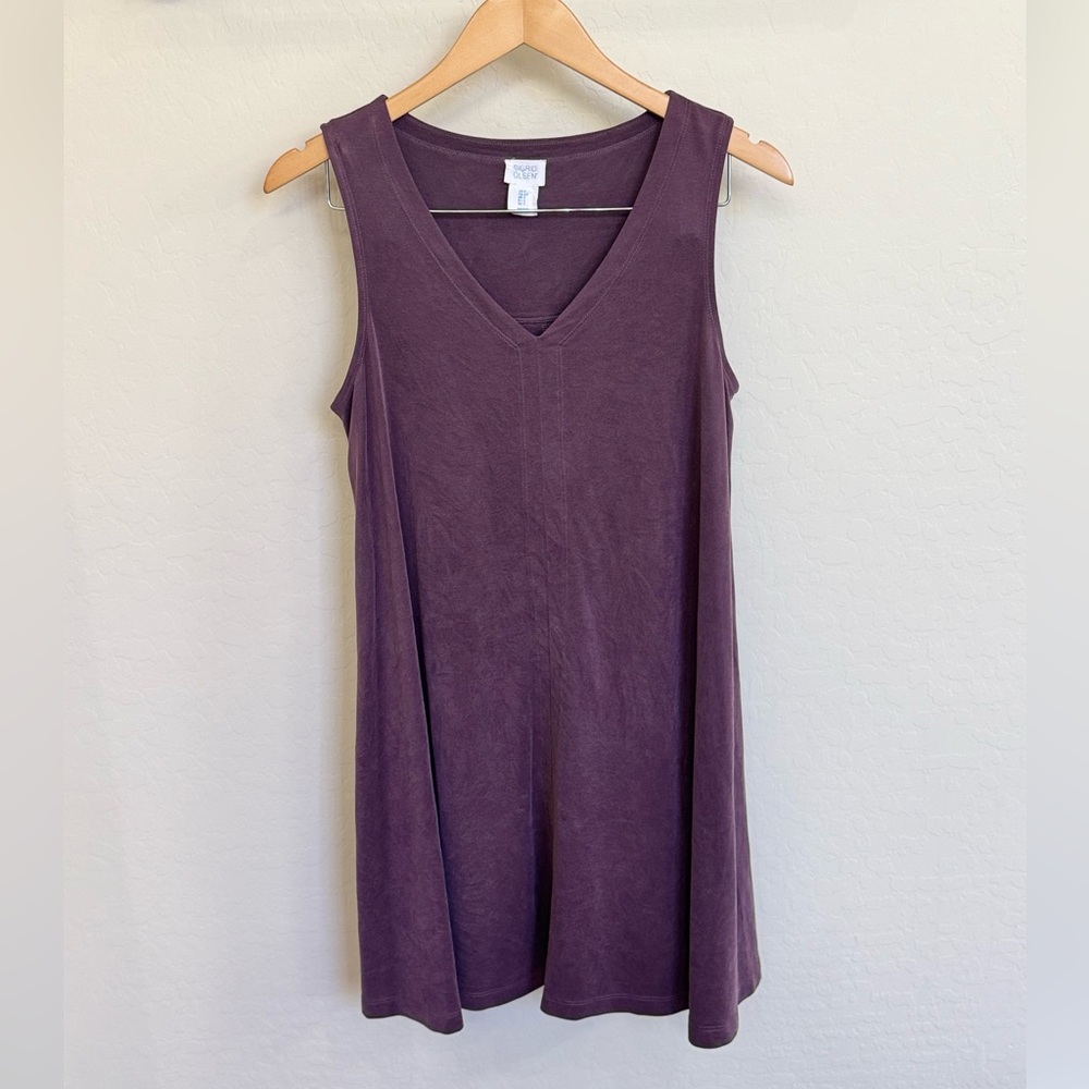 Sigrid Olsen Plum V-Neck Modal Tank Swing Dress Size Small